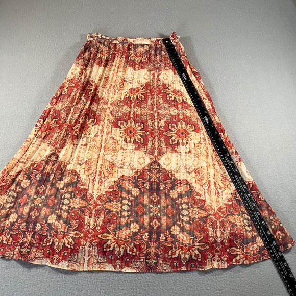 Anthropologie Akemi+Kin Red Laurel Canyon Pleated Maxi Skirt Boho chic XS - Picture 2 of 10
